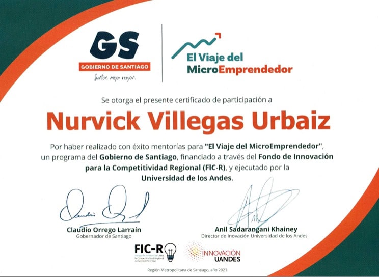 Certificado "Viaje del MicroEmprendedor"